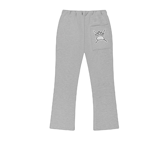 Light gray heather jogger with a small white graphic on the back pocket, shown against a light gray background.