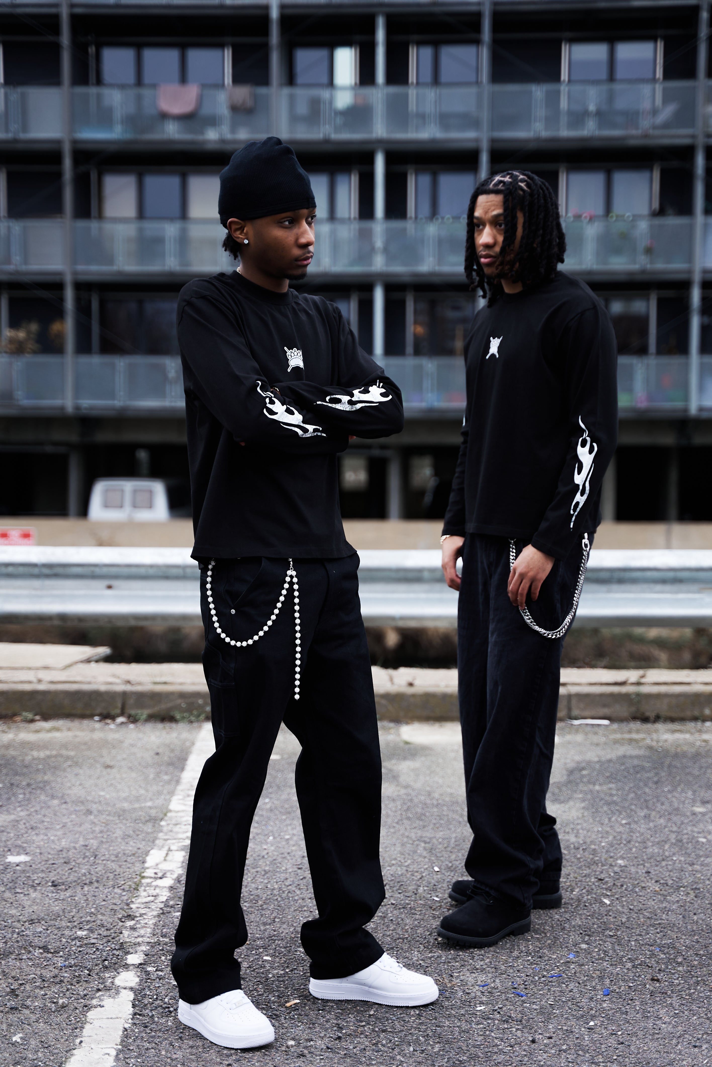 FADED LONG SLEEVE TEE | BLACK & WHITE