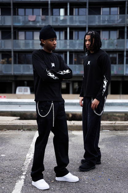 FADED LONG SLEEVE TEE | BLACK & WHITE